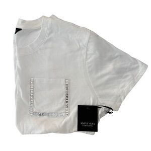 Simply Vera Vera Wang White Short Sleeve Tee | Large